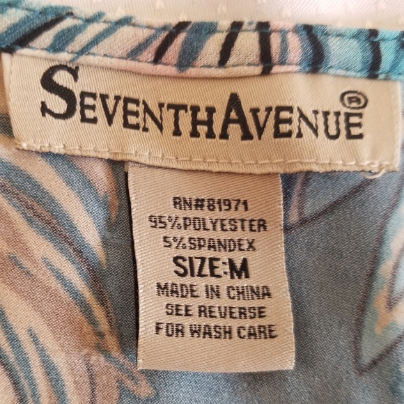 Seventh Avenue Peacock Feather Print Women's Top Size Medium - Picture 2 of 5